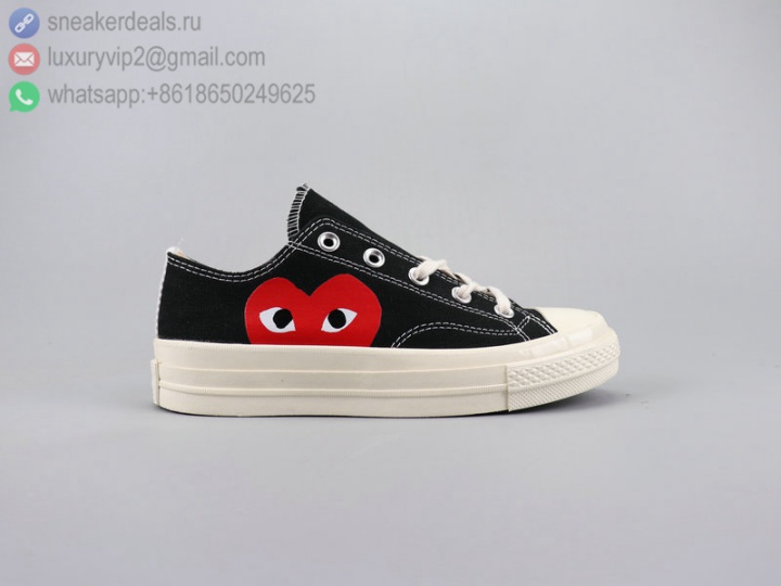 CDG PLAY X CONVERSE ALL STAR LOW BLACK UNISEX CANVAS SKATE SHOES